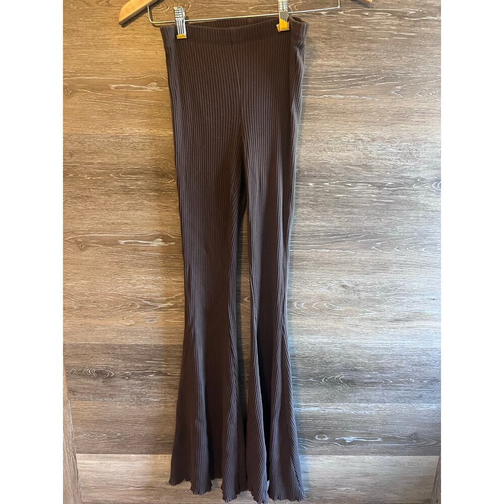 Aerie leggings pants size XS brown bell legs tall waffle material women